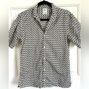 Zara Men’s Relaxed Fit Geometric Print Shirt, Small
